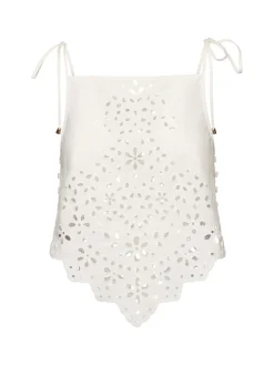 Top in cotone con ricami