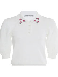 Top in maglia di lana con ricami