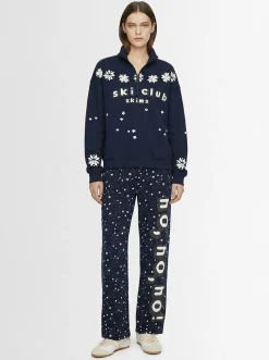 Top in misto cotone con mezza zip
