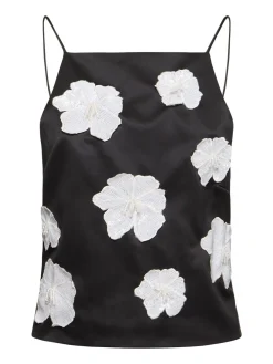 Top in raso con fiori