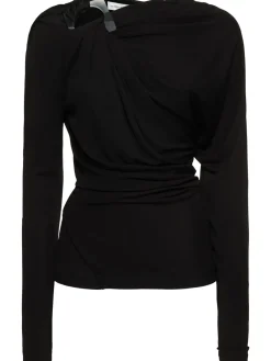 Top maniche lunghe in jersey drappeggiato