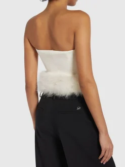 Top senza maniche con piume