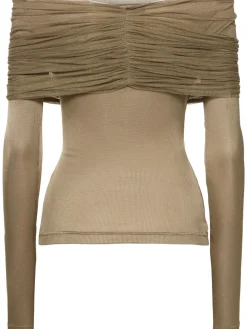 Top Sonora in tulle trasparente a costine