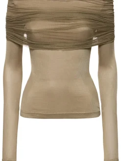 Top Sonora in tulle trasparente a costine