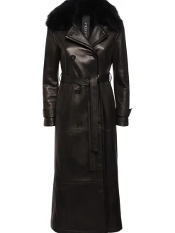 Trench in pelle e shearling