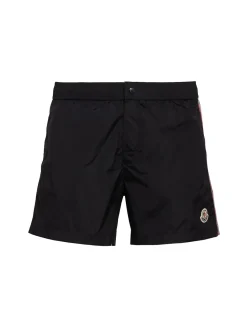 Tricolour-Trimmed nylon swim shorts