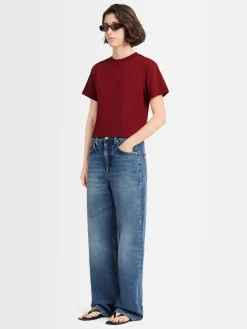 T-shirt cropped Greta in jersey di cotone