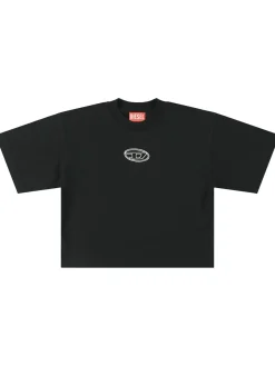 T-shirt cropped in jersey di cotone
