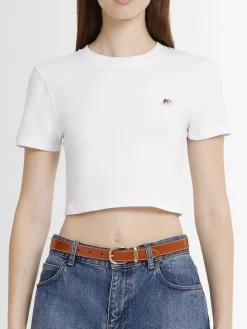 T-shirt cropped in misto cotone con logo Angel