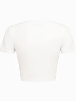 T-shirt cropped in misto cotone con logo Angel