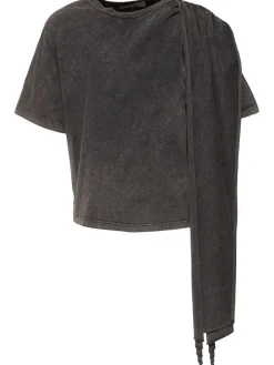 T-shirt in jersey di cotone con ruches