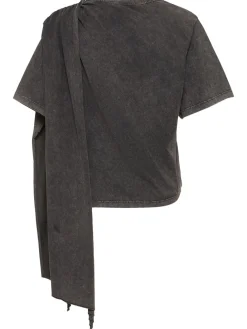 T-shirt in jersey di cotone con ruches
