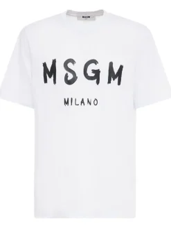 T-shirt in jersey di cotone con logo stampato