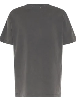 T-shirt in jersey di cotone distressed con logo