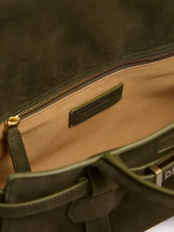 Twin Utility suede shoulder bag