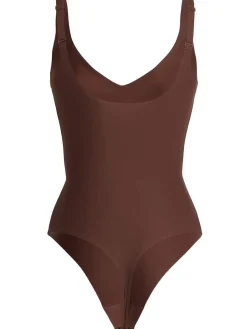 Unlined plunge thong bodysuit