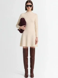Vestito collo alto in misto lana