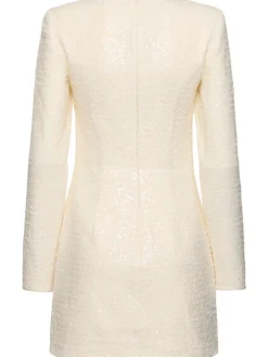 Vestito corto bouclé con fiocco