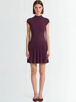 Vestito corto in cotone plissé