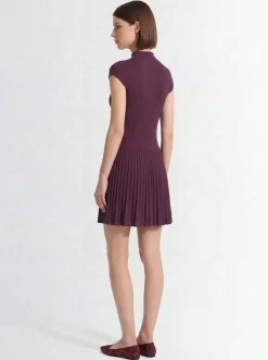 Vestito corto in cotone plissé