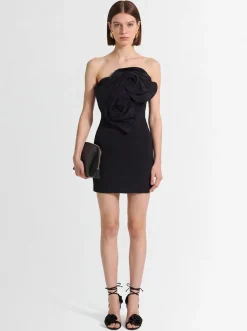 Vestito corto senza spallini con rose
