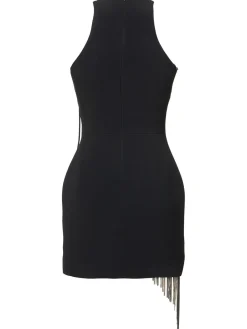 Vestito in cady / frange metallizzate
