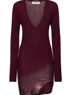 Vestito in cashmere e seta con scollo a V
