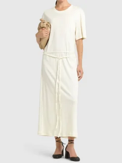 Vestito in jersey a costine con cintura