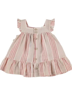Vestito in misto cotone biologico stampa a righe