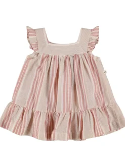Vestito in misto cotone biologico stampa a righe