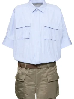 Vestito in popeline di cotone e twill di nylon