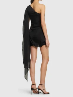 Vestito in raso di seta drappeggiato
