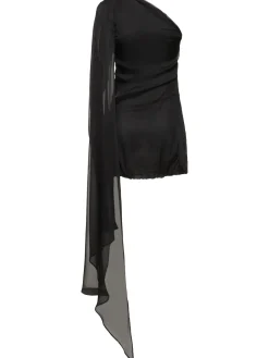 Vestito in raso di seta drappeggiato