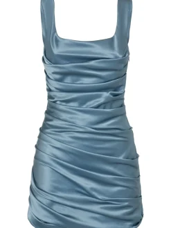 Vestito in raso di seta drappeggiato