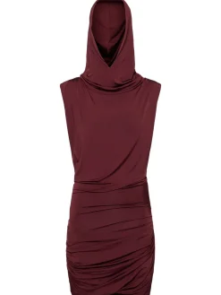 Vestito in viscosa drappeggiata con cappuccio