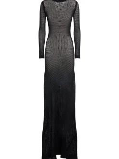 Vestito lungo in crêpe di misto viscosa