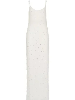 Vestito lungo in georgette di viscosa con ricami