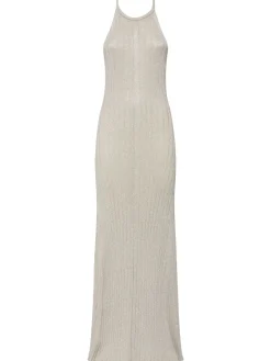 Vestito lungo in lurex a costine