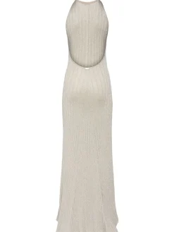 Vestito lungo in lurex a costine