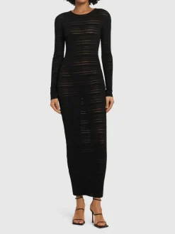 Vestito lungo in maglia trasparente