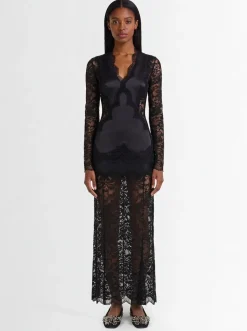 Vestito lungo in pizzo stretch
