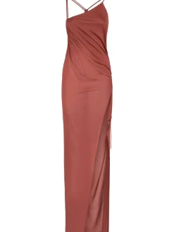 Vestito lungo in viscosa e crepe