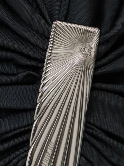 Vestito lungo in viscosa lucida drappeggiata