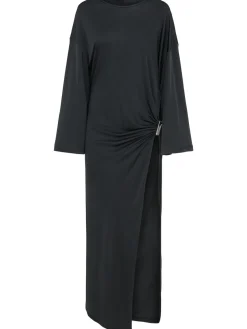 Vestito lungo in viscosa lucida drappeggiata