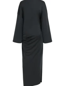 Vestito lungo in viscosa lucida drappeggiata