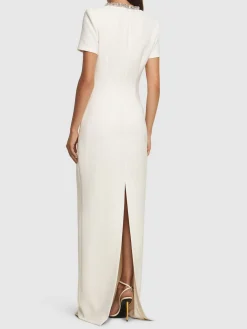 Vestito lungo maniche corte in crepe