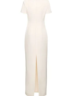 Vestito lungo maniche corte in crepe