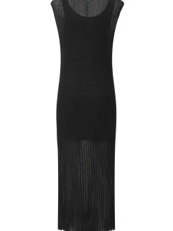 Vestito lungo senza maniche Ada in maglia / spacco
