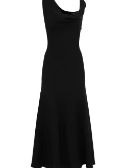Vestito lungo Violetta in seta crepe drappeggiata
