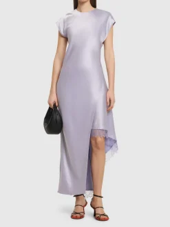 Vestito midi asimmetrico in raso